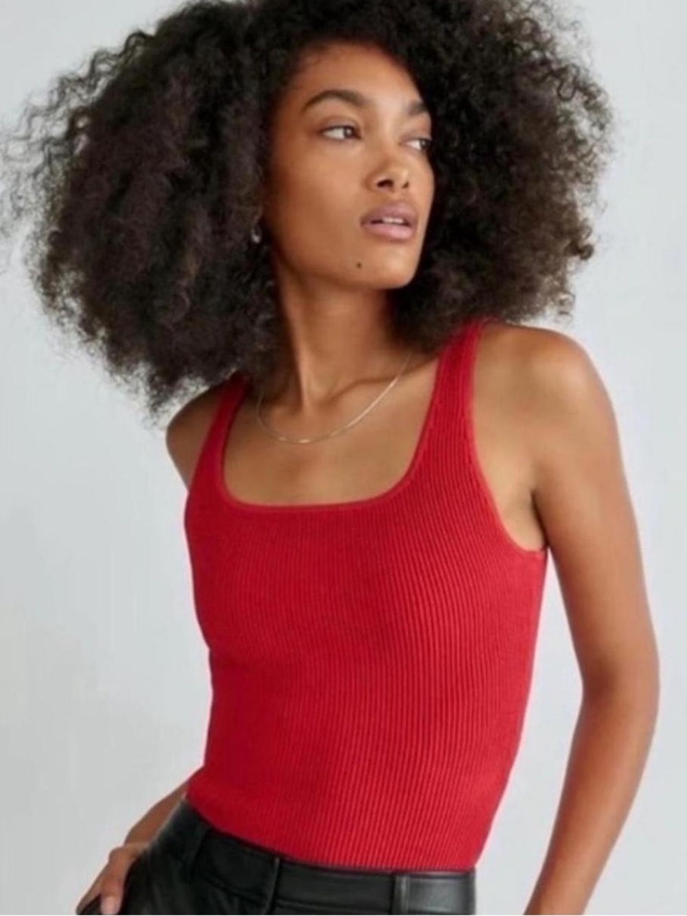 Aritzia Babaton Sculpt Knit Squareneck Tank•Red